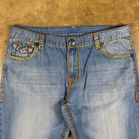 True Religion‎ Jeans Men’s 40 Rainbow Stitch Straight Leg Blue Denim Y2K - Picture 3 of 16